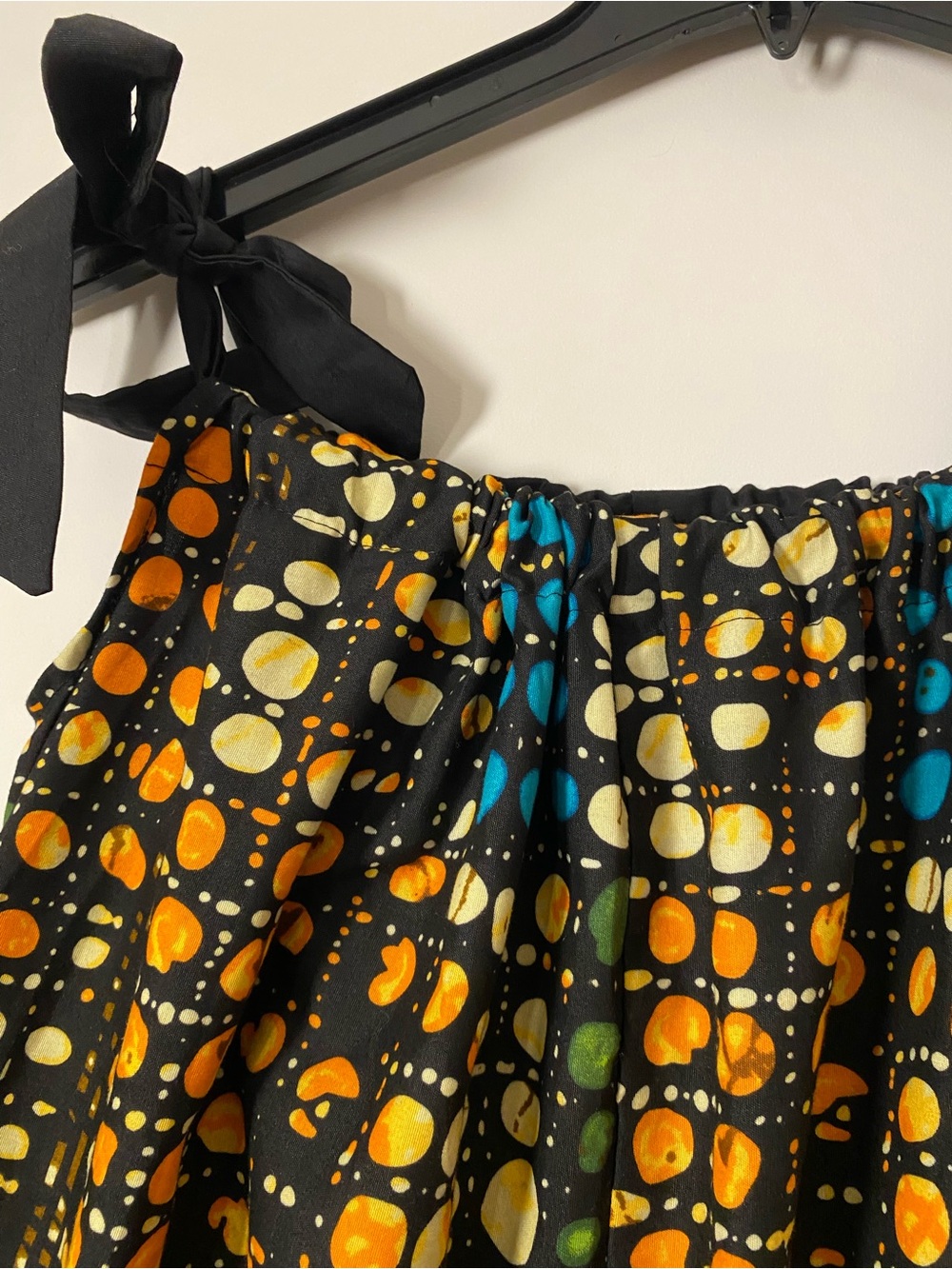 African Ankara Print Wide Leg Capri Jumpsuit with solid black back. Summer Vibe - Picture 11 of 12
